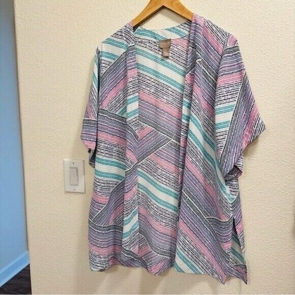 Chico’s Rainbow Dots Easy Kimono Jacket Size Medium - Picture 3 of 13